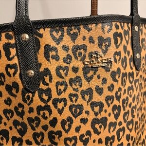 Coach Leopard Print Tote - Black and Tan
